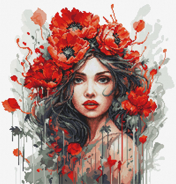 Cross Stitch Kit Luca-S - The Girl With Poppies , BU5063