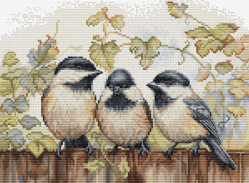 Cross Stitch Kit Luca-S - Chickadees On The Fence , BU5066