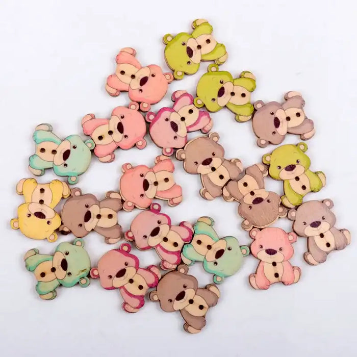 Mixed Cartoon Lovely Bear painted decorative Wooden Buttons (1PC)