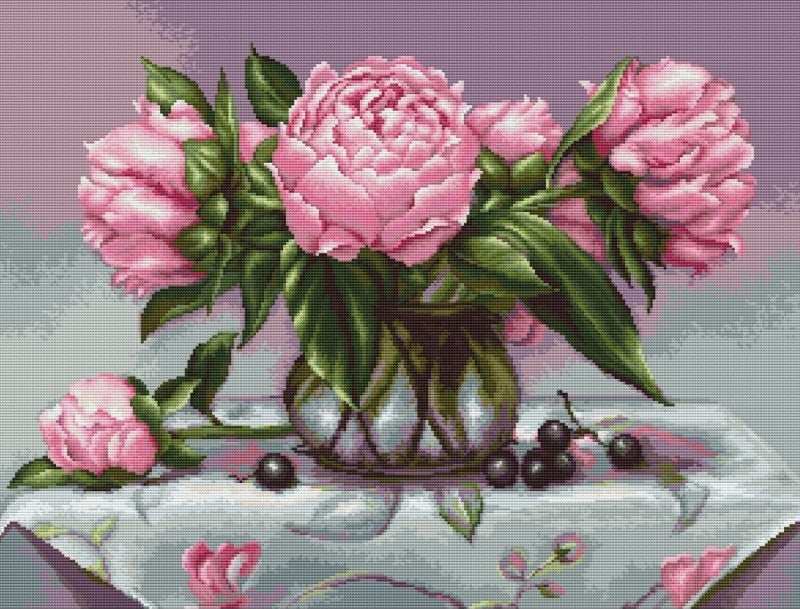 Cross Stitch Kit Luca-S - Vase of Peonies, G494