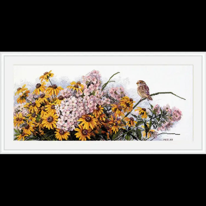 Cross Stitch Kit Merejka - BLACK EYED SUSANS AND PHLOX SK208
