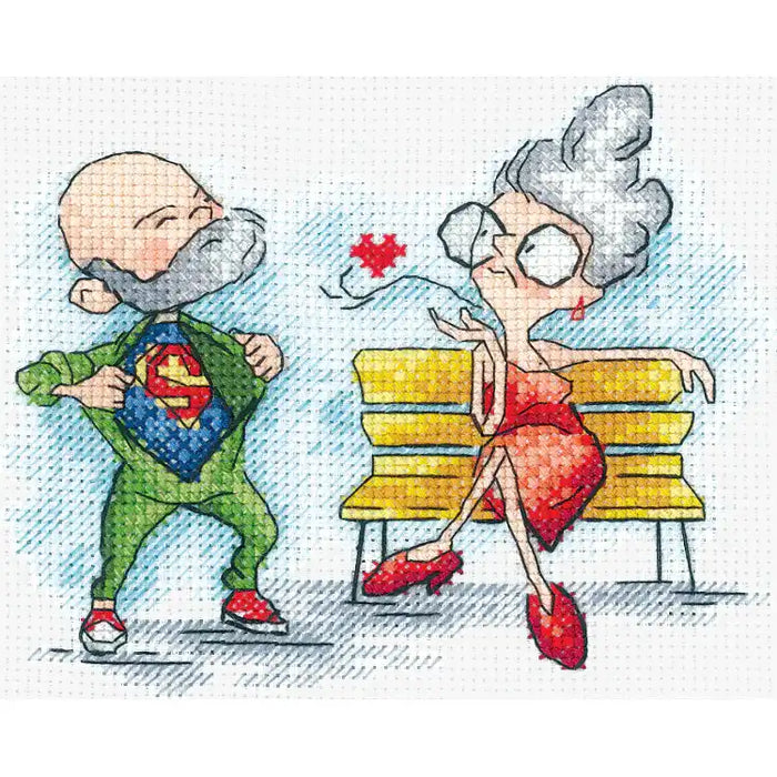 Cross Stitch Kit Andriana - "GRANDMA ON A DATE" SANB-25