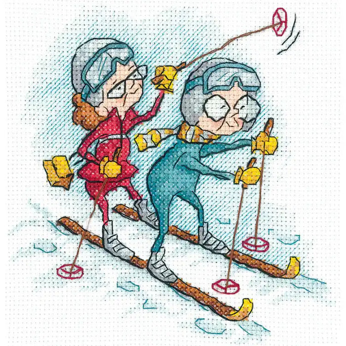 Cross Stitch Kit Andriana - "GRANDMOTHERS SKIERS" SANB-24