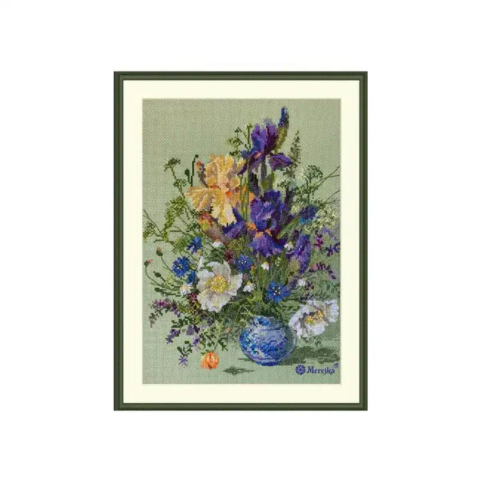 Cross Stitch Kit Merejka - "IRISES AND WILDFLOWERS" 25X35 SK249