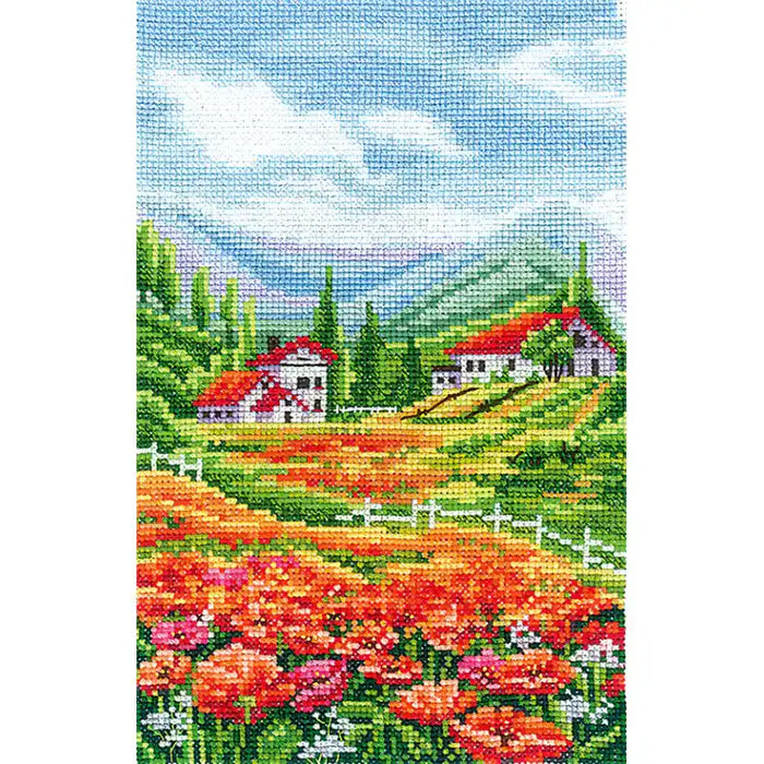Cross Stitch Kit Andriana - "LANDSCAPE WITH POPPIES" SANP-66