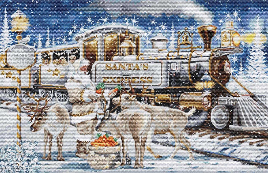 Cross Stitch Kit Luca-S Gold - Santa’s Express White, BU5038 Cross Stitch Kits - HobbyJobby