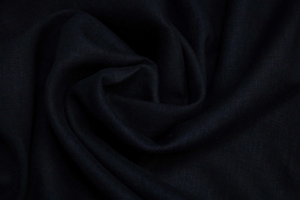 Luca-S Natural Pure 100% Linen Wrinkled Fabric Black Color Luca-S Linen Fabrics - HobbyJobby