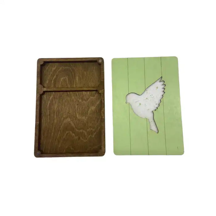 WOODEN BOX. SCISSORS CASE "BIRD" KF057/12