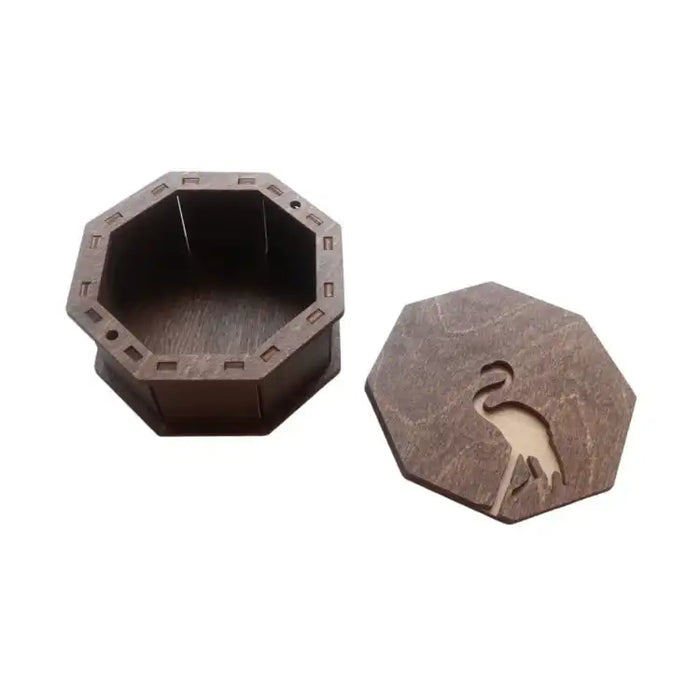 WOODEN BOX OCTAGONAL "FLAMINGOS" KF057/60