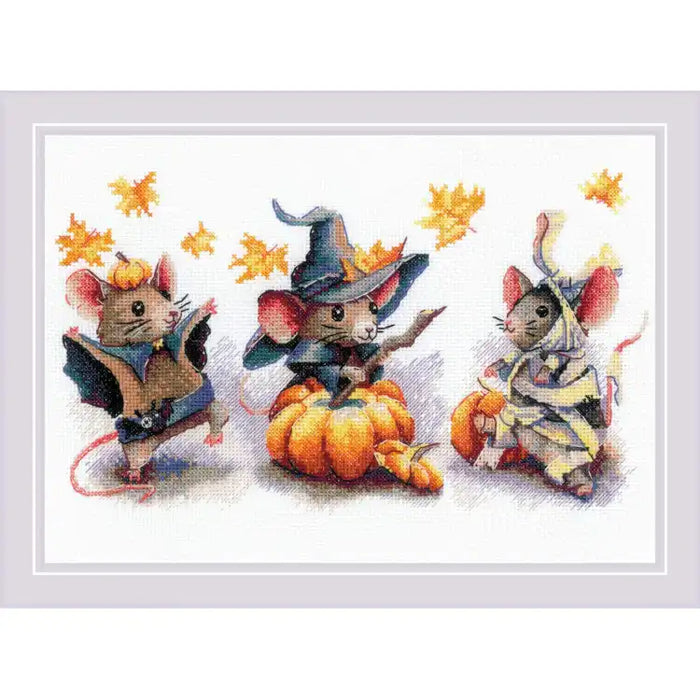 Cross Stitch Kit Riolis - SPOOKY MOUSE TRIO 30X21 SR2241