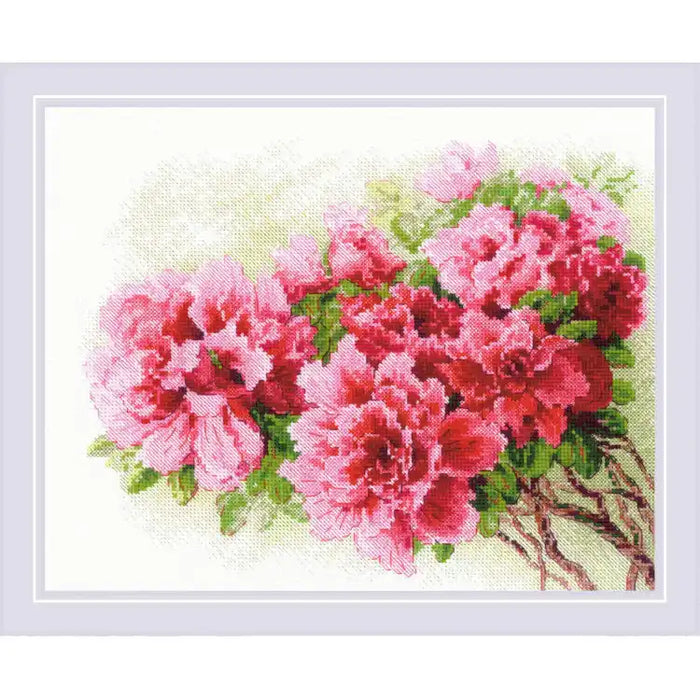 Cross Stitch Kit Riolis - "GORGEOUS AZALEA" 30X24 CM SR2258