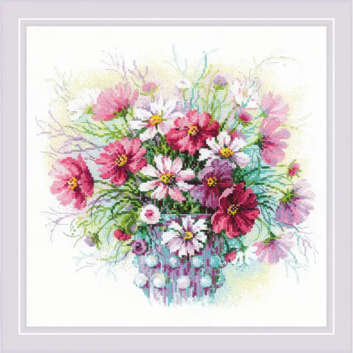 Cross Stitch Kit Riolis - "WATERCOLOR COSMOS" 30X30 CM SR2228