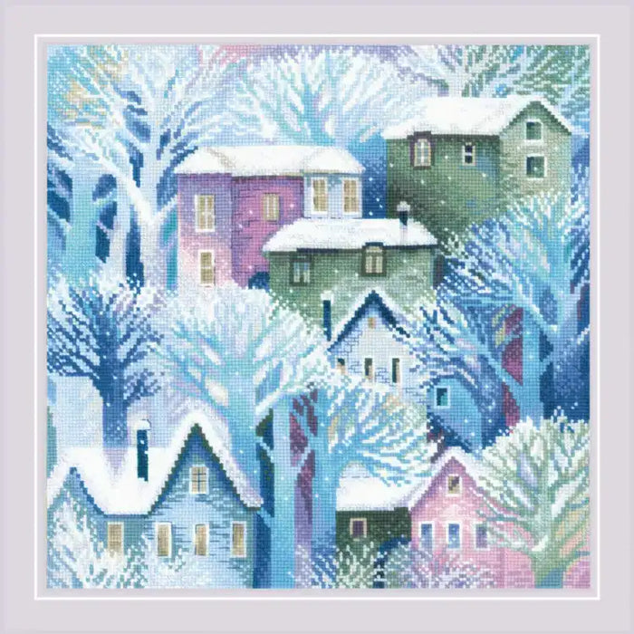 Cross Stitch Kit Riolis - "PANEL/CUSHION TOWN" 40X40 CM SR2247