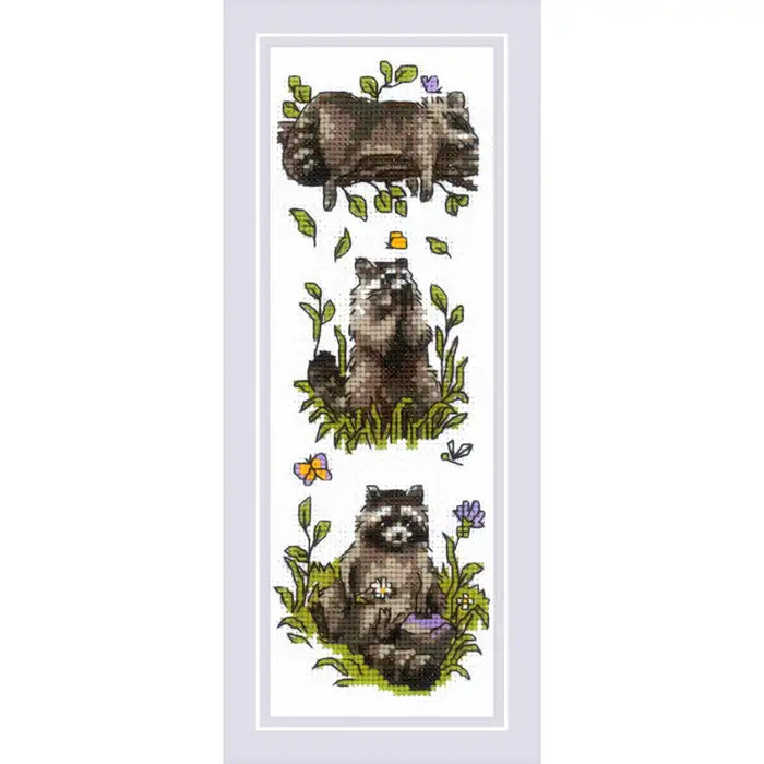 Cross Stitch Kit Riolis - "THREE RACCOONS" 8X24 CM SR2223