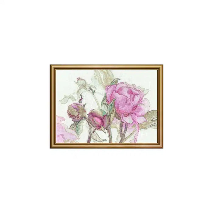 Cross Stitch Kit Riolis - "PEONIES. DELIGHT" 18X15 CM SRA1009