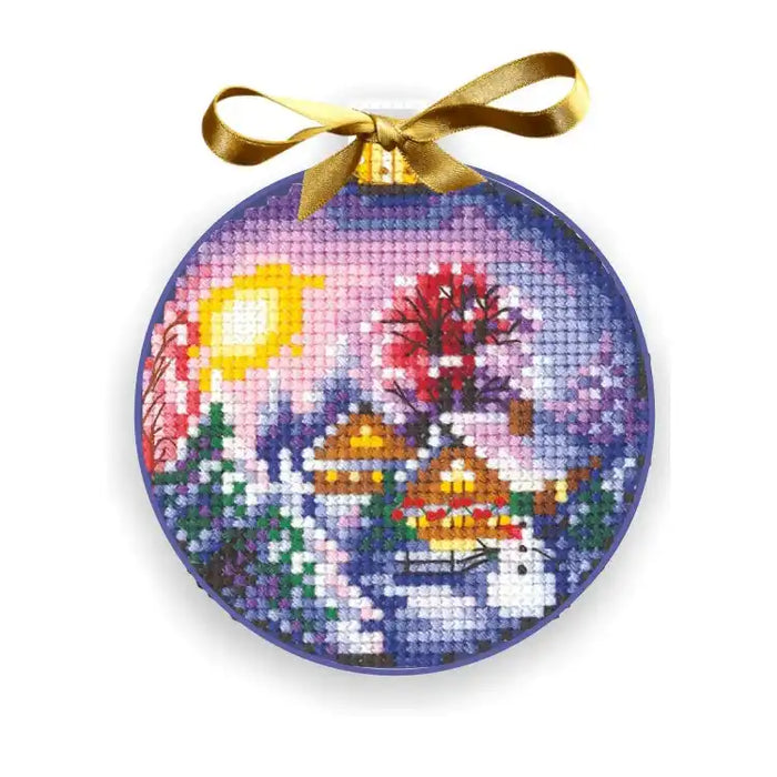 Cross Stitch Kit Andriana - CHRISTMAS BALLS WINTER LANDSCAPE SANN-27