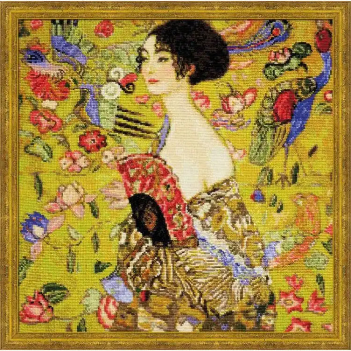Cross Stitch Kit Riolis - LADY WITH A FAN AFTER G. KLIMT`S PAINTING 1226