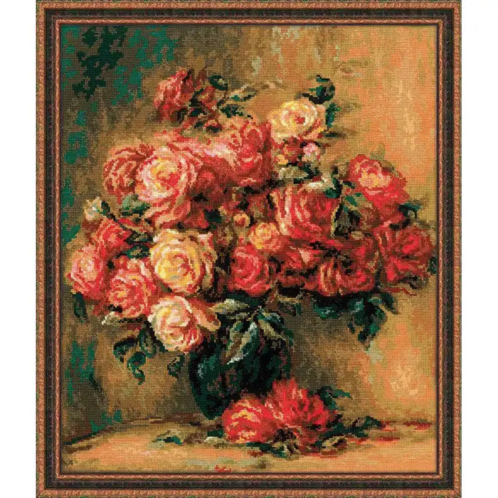 Cross Stitch Kit Riolis - BOUQUET OF ROSES AFTER PIERRE-AUGUST RENOIR'S PAINTING 1402