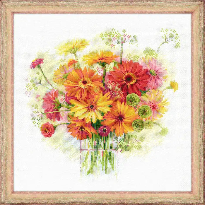Cross Stitch Kit Riolis - WATERCOLOUR GERBERAS 1485