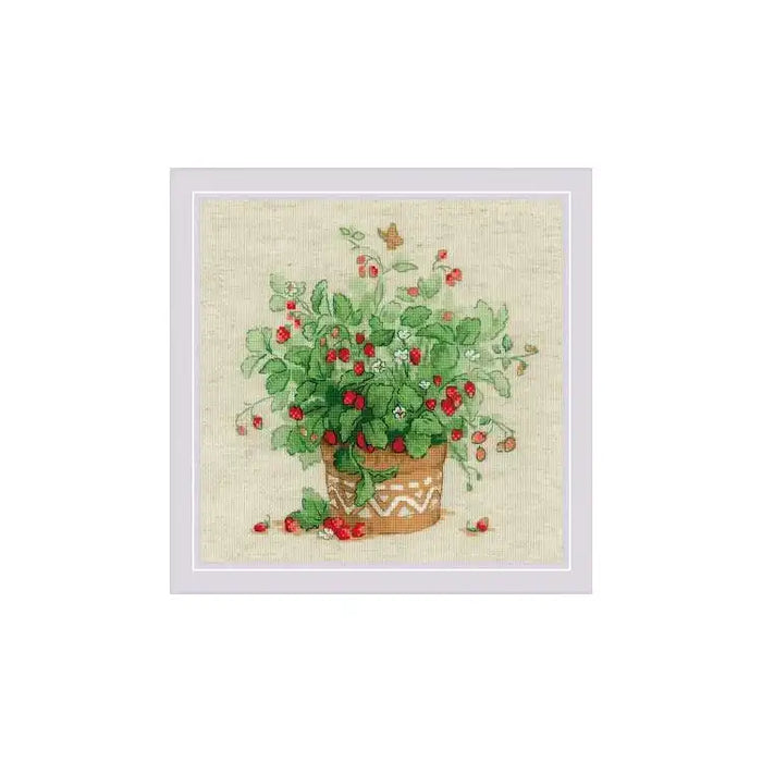 Cross Stitch Kit Riolis - STRAWBERRIES IN A POT SR1984