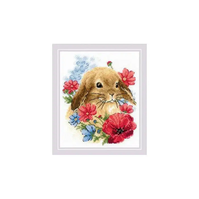 Cross Stitch Kit Riolis - RABBIT IN FLOWERS SR1986