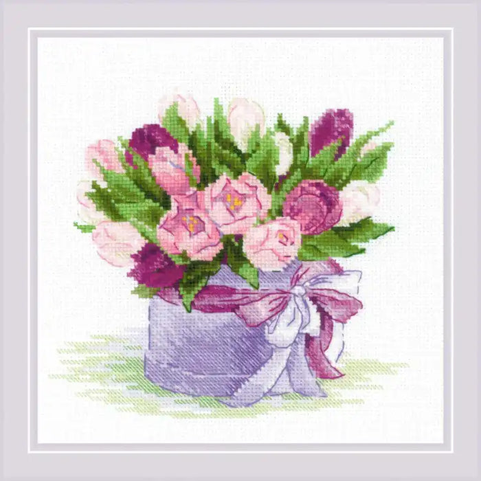 Cross Stitch Kit Riolis - TULIPS HAT BOX SR2003
