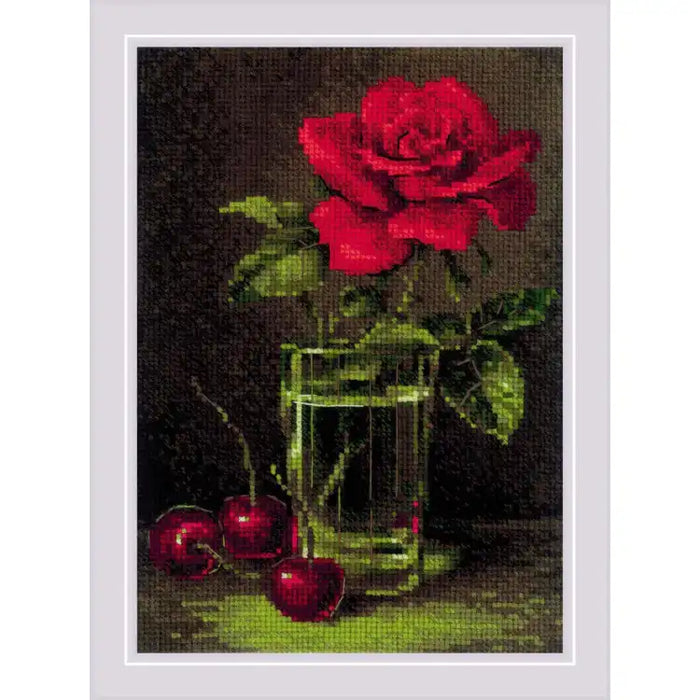 Cross Stitch Kit Riolis - ROSE AND SWEET CHERRY 15X21 SR2123