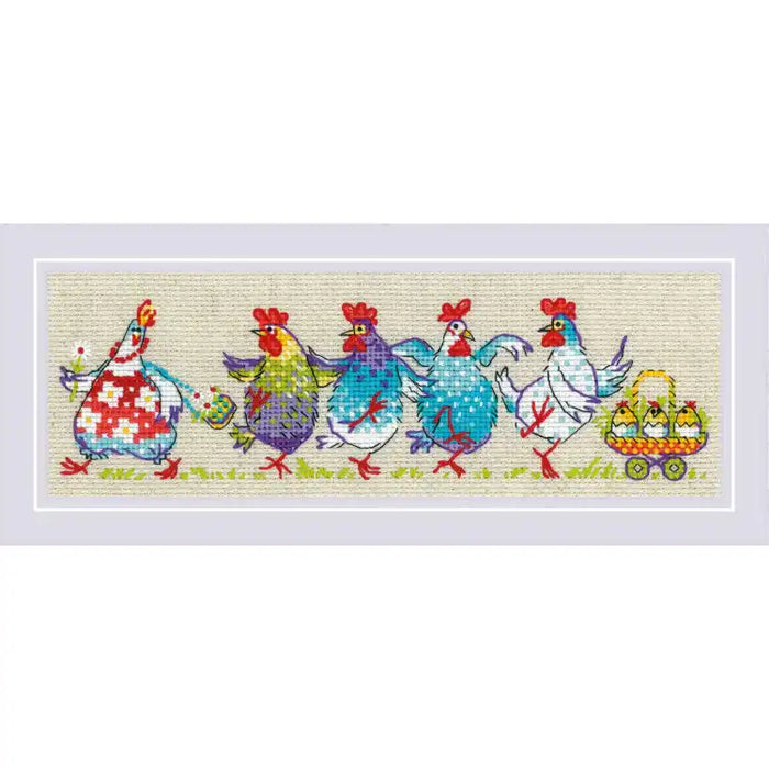 Cross Stitch Kit Riolis - "CLUCK-CLUCK?!!!" 24X8 CM SR2266