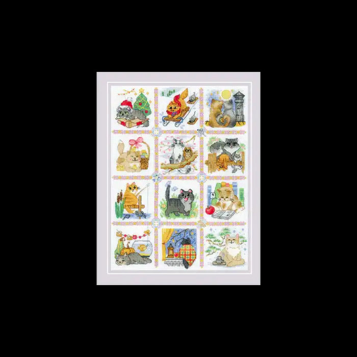 Cross Stitch Kit Riolis - CAT CALENDAR 30X40 SR2136