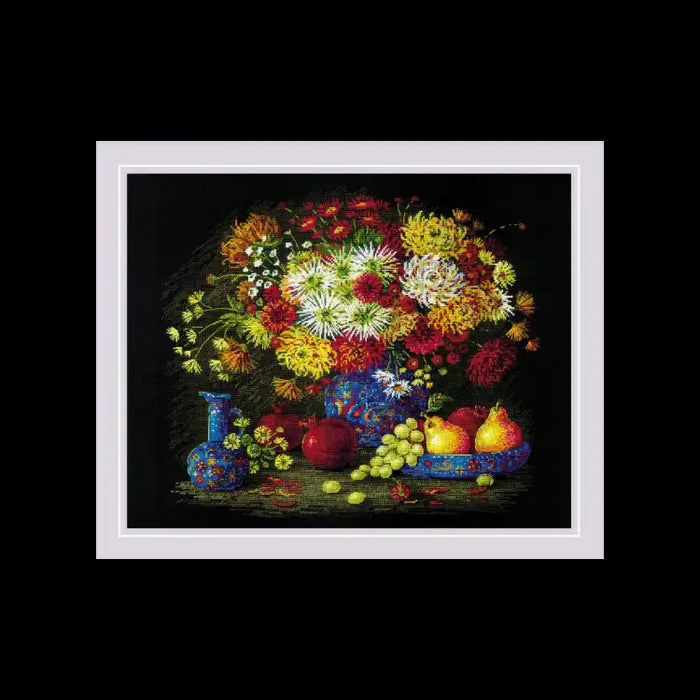 Cross Stitch Kit Riolis - STILL LIFE WITH CHRYSANTHEMUMS 50X40 SR2068