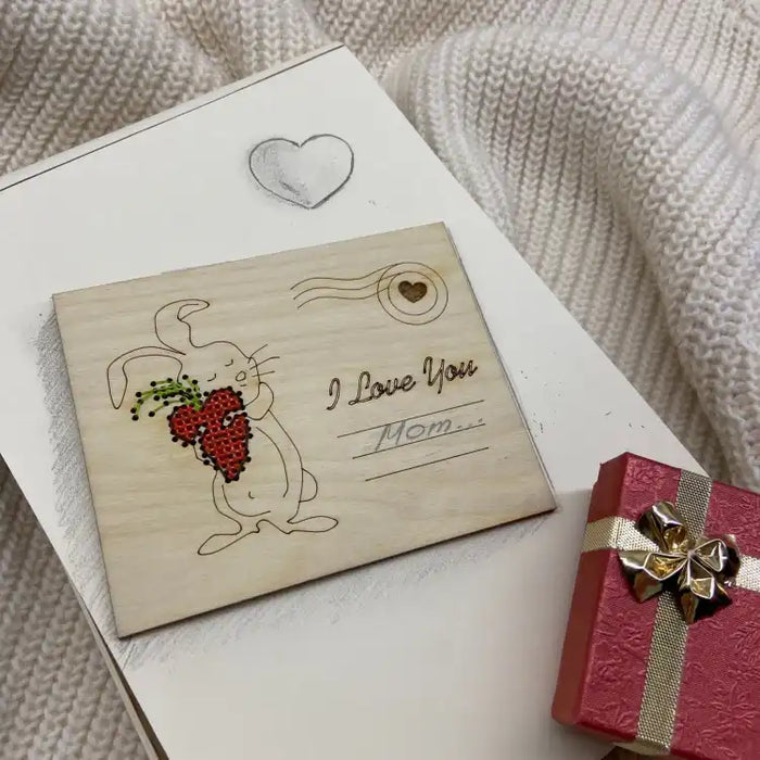 WOODEN POSTCARD "I LOVE YOU. RABBIT" KF022/130