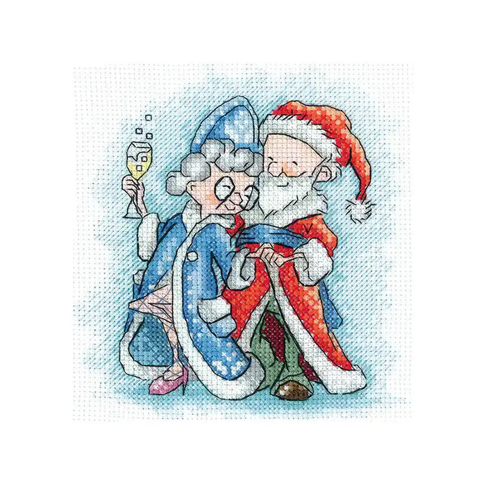 Cross Stitch Kit Andriana - "GRANDMA AND SANTA CLAUS" 13,5_13,5 CM SANB-26