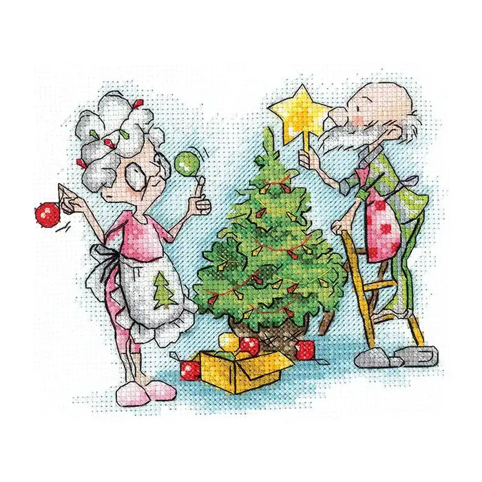 Cross Stitch Kit Andriana - "GRANDMA AND NEW YEAR" 13,5_13,5 CM SANB-27