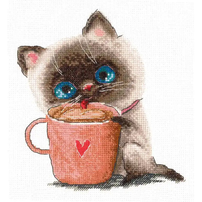 Cross Stitch Kit Andriana - "COFFEE LOVERS. CAT" SANK-64