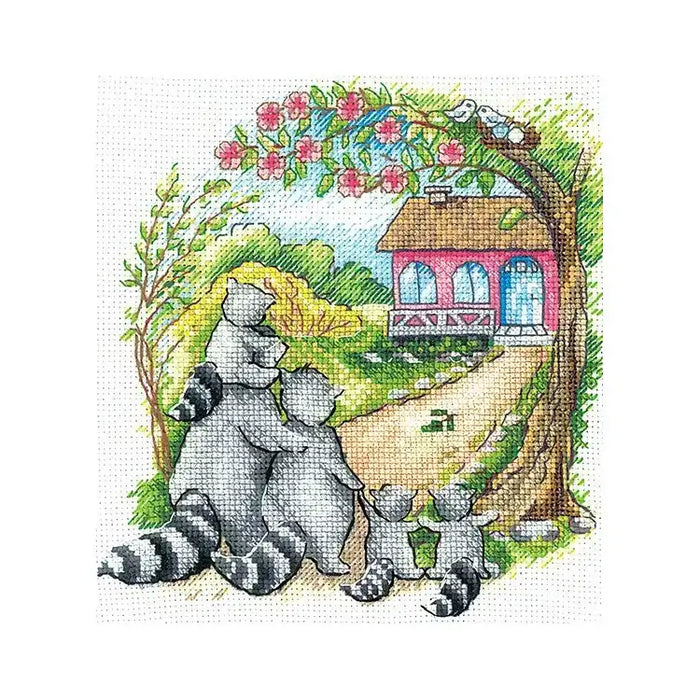 Cross Stitch Kit Andriana - "HOUSEWARMING. RACCOONS" SANN-31