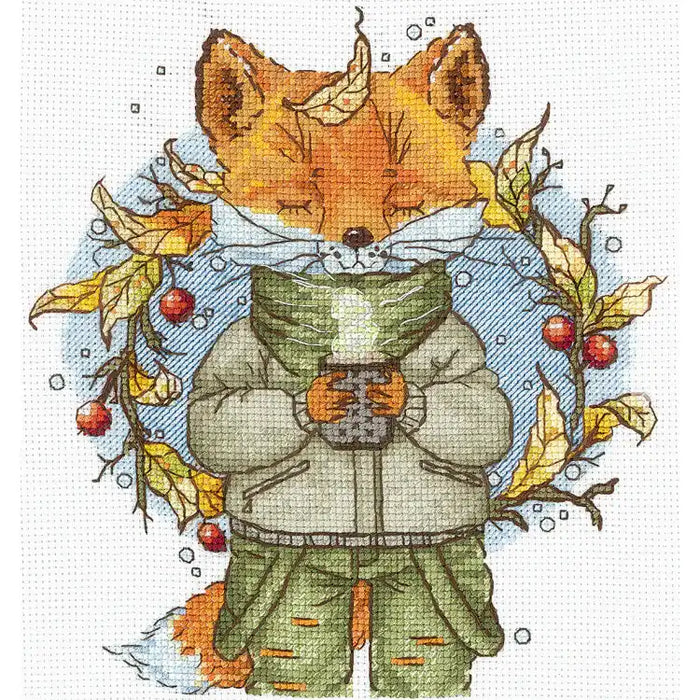 Cross Stitch Kit Andriana - "AUTUMN COFFEE" 15X16.5 CM SANO-33
