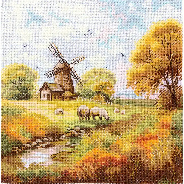 Cross Stitch Kit Andriana - "AT THE OLD MILL" 19X19 CM SANU-09