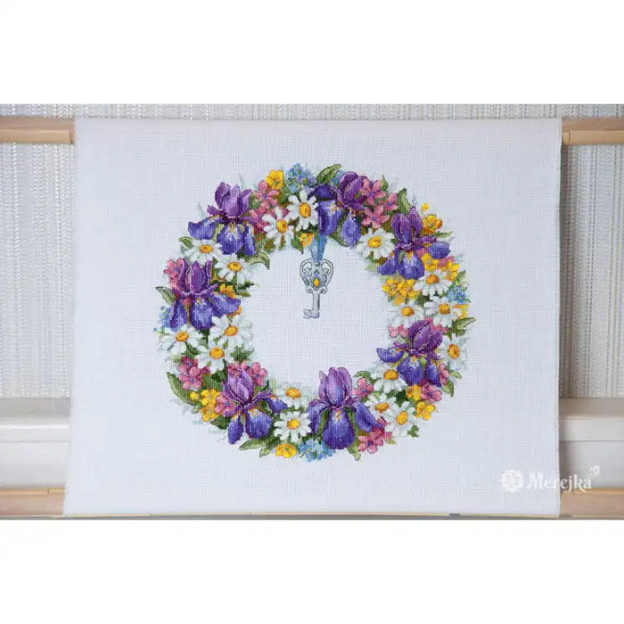 Cross Stitch Kit Merejka - WREATH WITH IRISES SK108