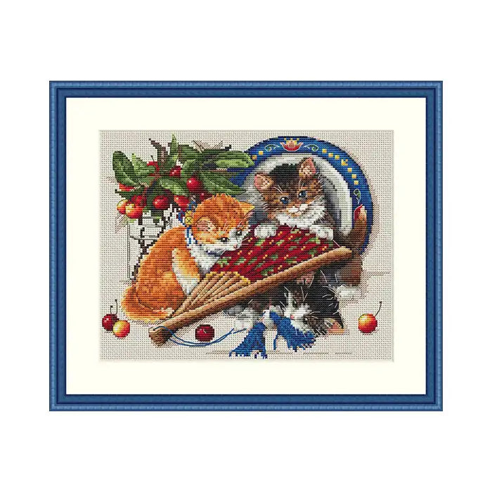 Cross Stitch Kit Merejka - KITTENS & CHERRIES SK68