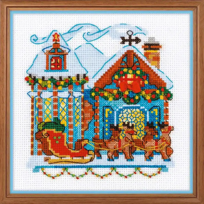 Cross Stitch Kit Riolis - CABIN WITH SLEIGH SR1661