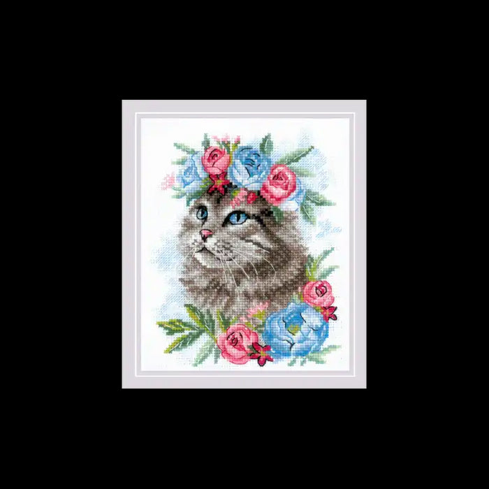 Cross Stitch Kit Riolis - CAT IN FLOWERS SR2088