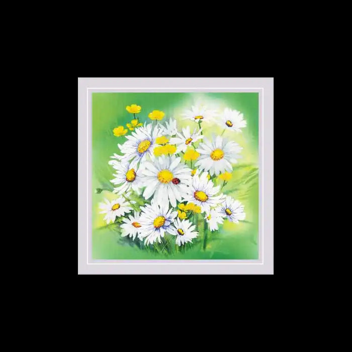 Cross Stitch Kit Riolis - CHAMOMILES FLOWERS. SATIN STITCH SRPT-0089