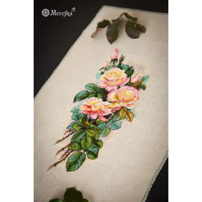Cross Stitch Kit Merejka - VINTAGE ROSES SK67A AIDA 16 CAPPUCCINO