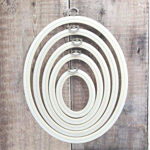White Embroidery Hoop - Oval Nurge Flexible Hoop Hoops - HobbyJobby