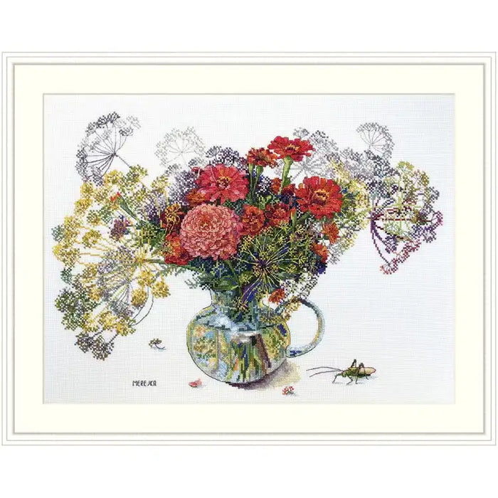 Cross Stitch Kit Merejka - ZINNIA AND DILL SK210B