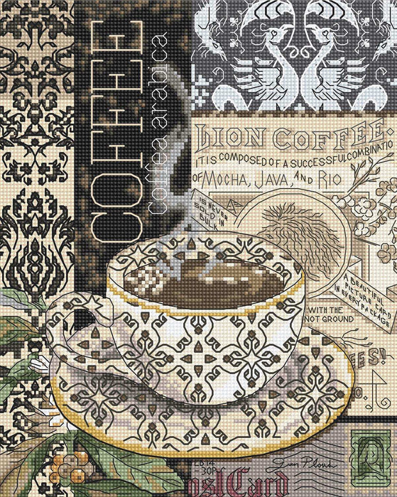 Cross Stitch Kit LetiStitch - Lion Coffee B - HobbyJobby
