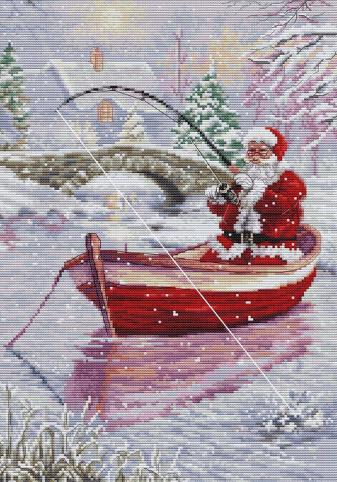 Cross Stitch Kit Luca-S - Santa Fishing, BU5014 Cross Stitch Kits - HobbyJobby