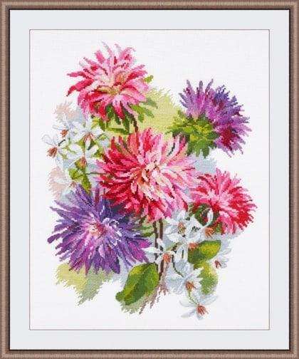 Cross Stitch Kit Oven - Asters, S955 Oven Cross Stitch Kits - HobbyJobby