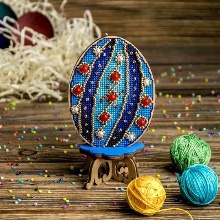 Cross Stitch Kit with Beads on Wood Wonderland Crafts Wooden Kits - HobbyJobby