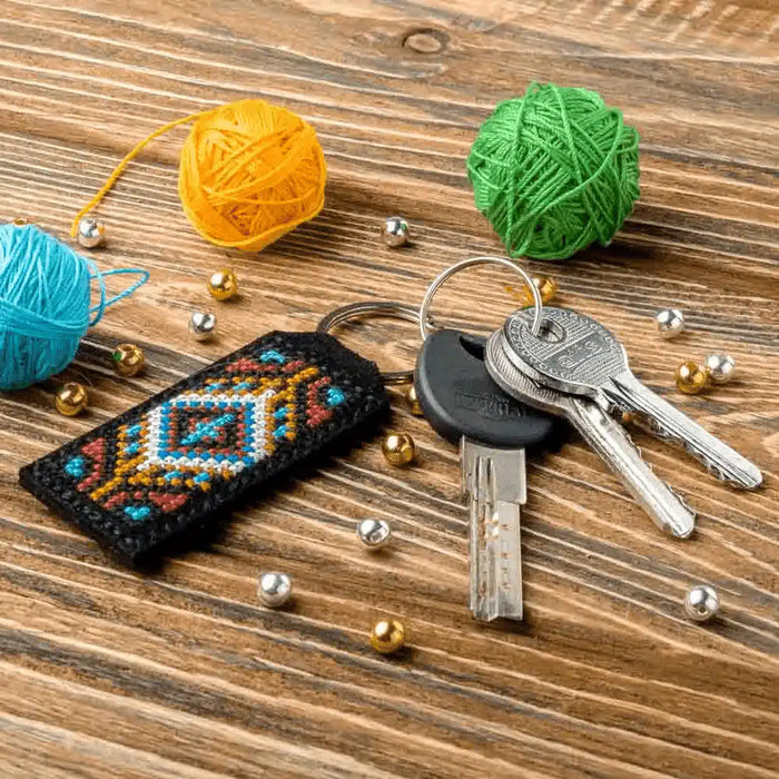 Key Chain Needlecraft Kit - Cross Stitch Kit on Leather Wonderland Crafts Key-Chain Kit - HobbyJobby